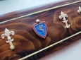Portacalendari POLIZIA STRADALE Porta Calendario P.S. QUESTURA Metallo Legno Massello