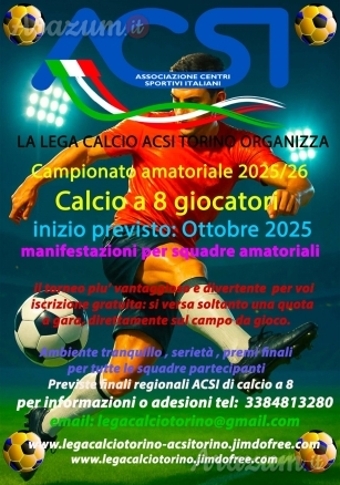 Calcio a 8: Campionato amatoriale a Torino da Ottobre