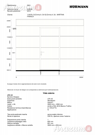 Porta sezionale Hörmann 3 m x 2 m