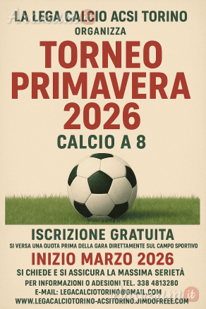 Torneo amatoriale di calcio a 8 Primavera 2026 in Torino