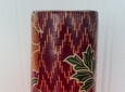 Vaso in legno decorato per fiori da tavolo forma piatta ovale liscia