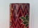 Vaso in legno decorato per fiori da tavolo forma piatta ovale liscia