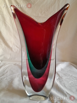 Vaso in vetro di Murano attribuito a Flavio Poli Italia anni '50.