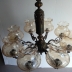 Lampadario in ottone e Vetro inciso 8 bracci