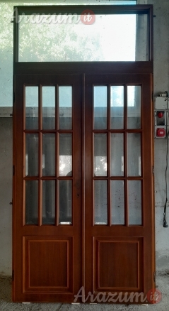 Porta vetrata all'inglese 2 ante in legno Noce con alloggio vetro superiore