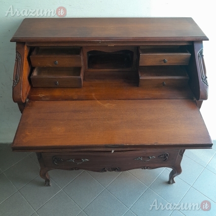 Cassettiera Comò Ribalta Trumeau con scrittoio stile barocco