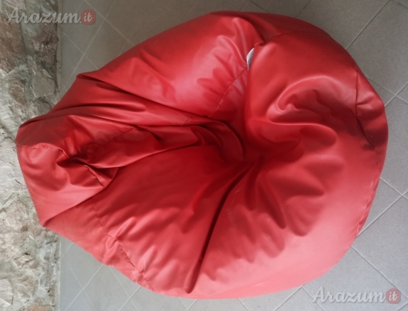 Poltrona sacco pouf bean bag rossa in ecopelle