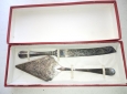 Paletta e coltello da torta antichi in Silver Plated,