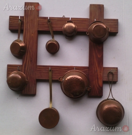 Mini casseruole rame e appendino da parete