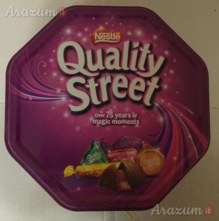 Scatola latta Ottagonale Quality Street grande da collezione vuota