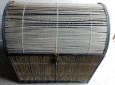 Baule Cesta stile Coloniale in metallo nero e canna di Bambù Vintage,