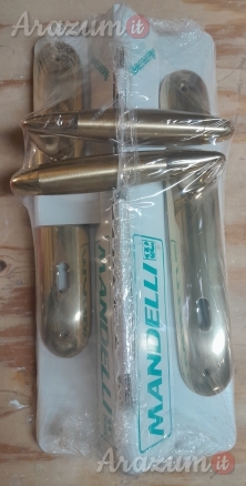 Maniglia per porta interna a piastra lunga mod.Totem oro satinato 460 marca Mandelli