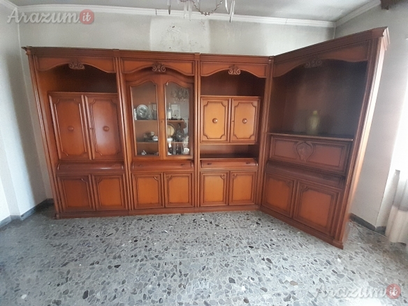 Sala completa stile classico modulabile in legno Noce (no resina).