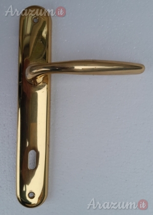 Maniglia Mandelli piastra lunga in Ottone lucido serie S