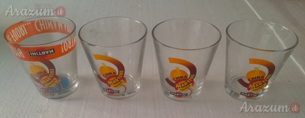 Bicchieri China Martini 4 pezzi da collezione vintage degli anni '80