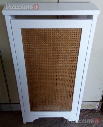 Copri Termosifone in Legno Laccato e Paglia di Vienna vera al naturale, NUOVO