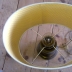 Lampada da tavolo base in metallo Ottone Brunito e Paralume in tessuto carta intrecciato 2