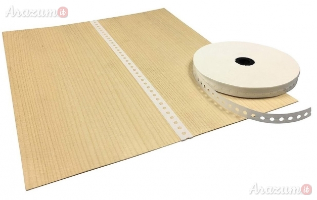 Nastro Carta preincollato forato per impiallacciatura da 1,5 cm.lunghezza bobbina 200 ml.
