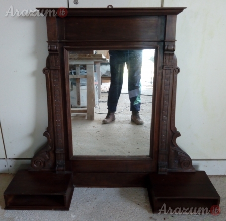Specchiera Antica in Legno si può usare al muro o appoggiata su piano mobile