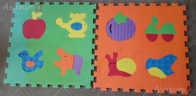 Tappetini gomma bambini a puzzle con forme staccabili e ricomponibili per sviluppare senso delle dimensioni e sagome