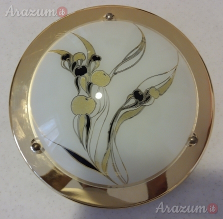 Applique da muro o soffitto tonda bordi oro vetro bombato