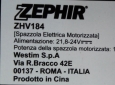 Aspirapolvere Scopa elettrica Zephir solo parte ricarica modello ZHV184