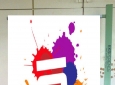 Espositore pubblicitàrio bi-facciale 200 x 85 cm. per esterni ed interni.