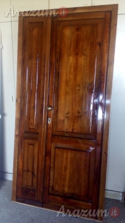 Portone in Legno Massello di Pino completo di tutto a doppia anta