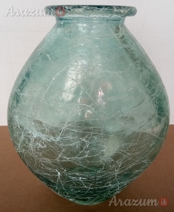 Grande vaso in vetro Verde-Azzurro di forma Ovale
