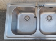 Lavello a doppia vasca in Acciaio inox Completo di rubinetto e scarichi