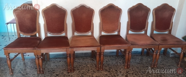 Sedie stile Classico 6 Pz. in Legno imbottite