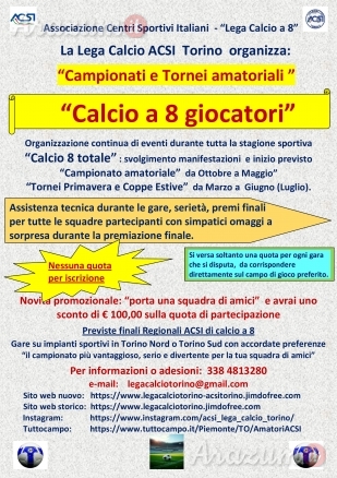 Calcio a 8: Tornei e Campionati amatoriali a Torino